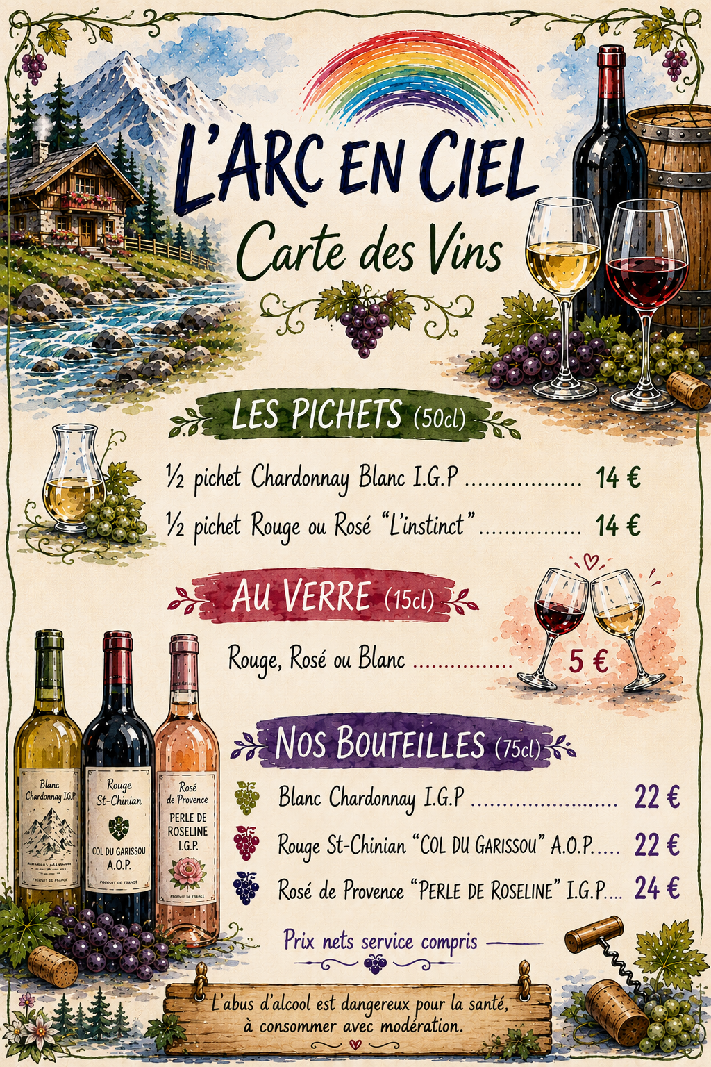 Menu L'Arc en Ciel