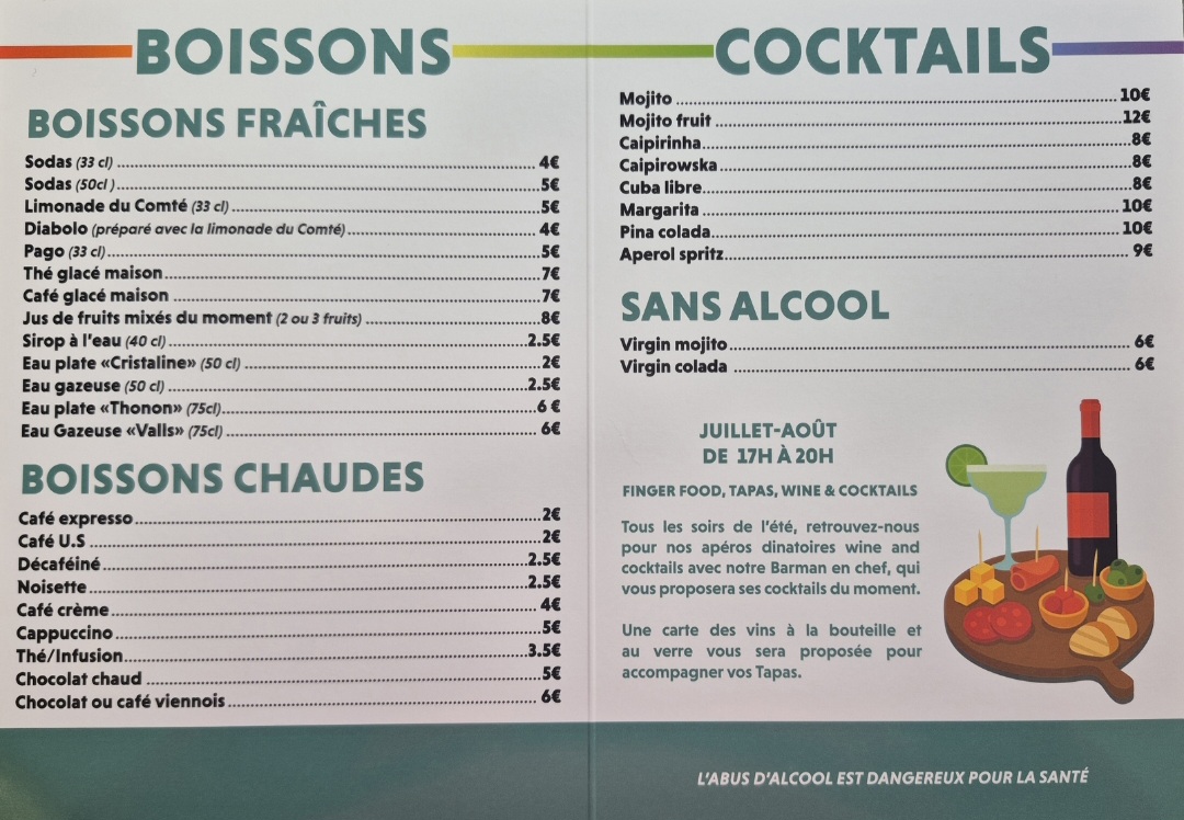 Menu L'Arc en Ciel